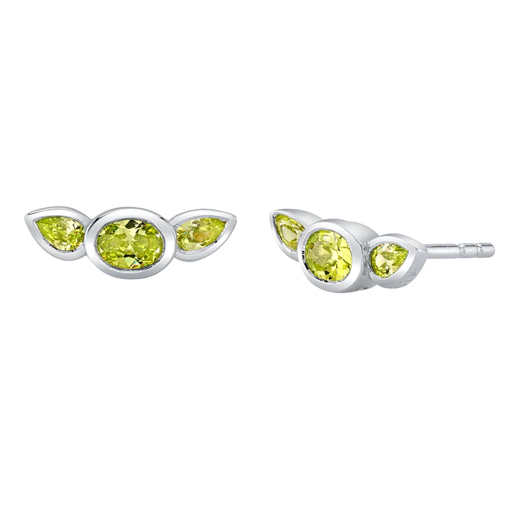 Pendientes de tuerca de cristal Grogu de películas con incrustaciones de diamantes de imitación brillantes verdes, pendientes pequeños y bonitos de alienígena para bebé, joyería para mujeres y niñas, regalos