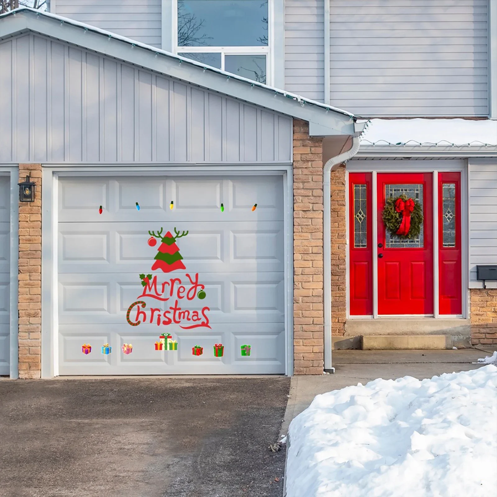 Christmas Garage Door Sticker Santa Claus Elk Snowman Marry Christmas Holiday Decoration Garage Door Wall Stickers Navidad Decor