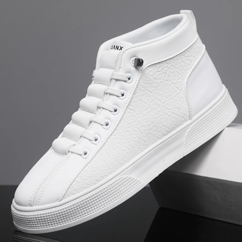 White High Top Sneakers For Men Minimalist Sneakers Outdoor Non-slip Men's Skateboard Shoes Comfy Platform Casual Sports Shoes