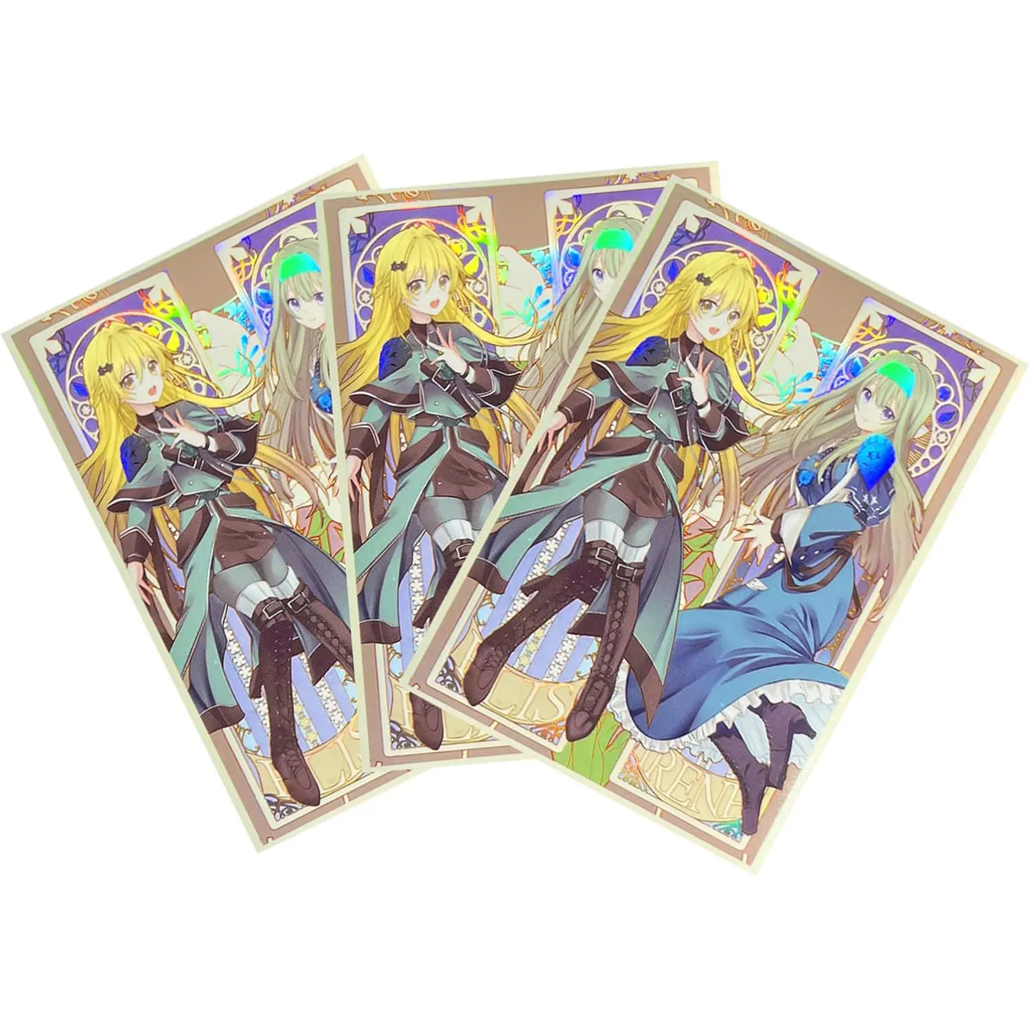 50 PCS Foil Anime Card Sleeves 63mm x 90mm Top Loading Card Protector for YGO Japanese Size Trading Card Sleeves