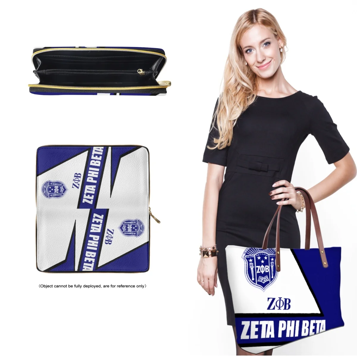 FORUDESIGNS Zeta Phi Beta Theme Totes Bags Female Graphic Collage 2Pcs/Set Leather Wallet Lady Handbags Combo High Street