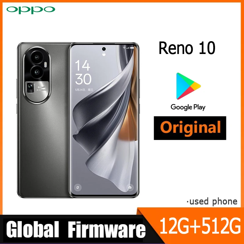 

OPPO Reno 10 5G smartphone Global Firmware ColorOS 13.1 12GB 512GB 64MP+32MP Snapdragon ™778G 4600mAh Used Phone