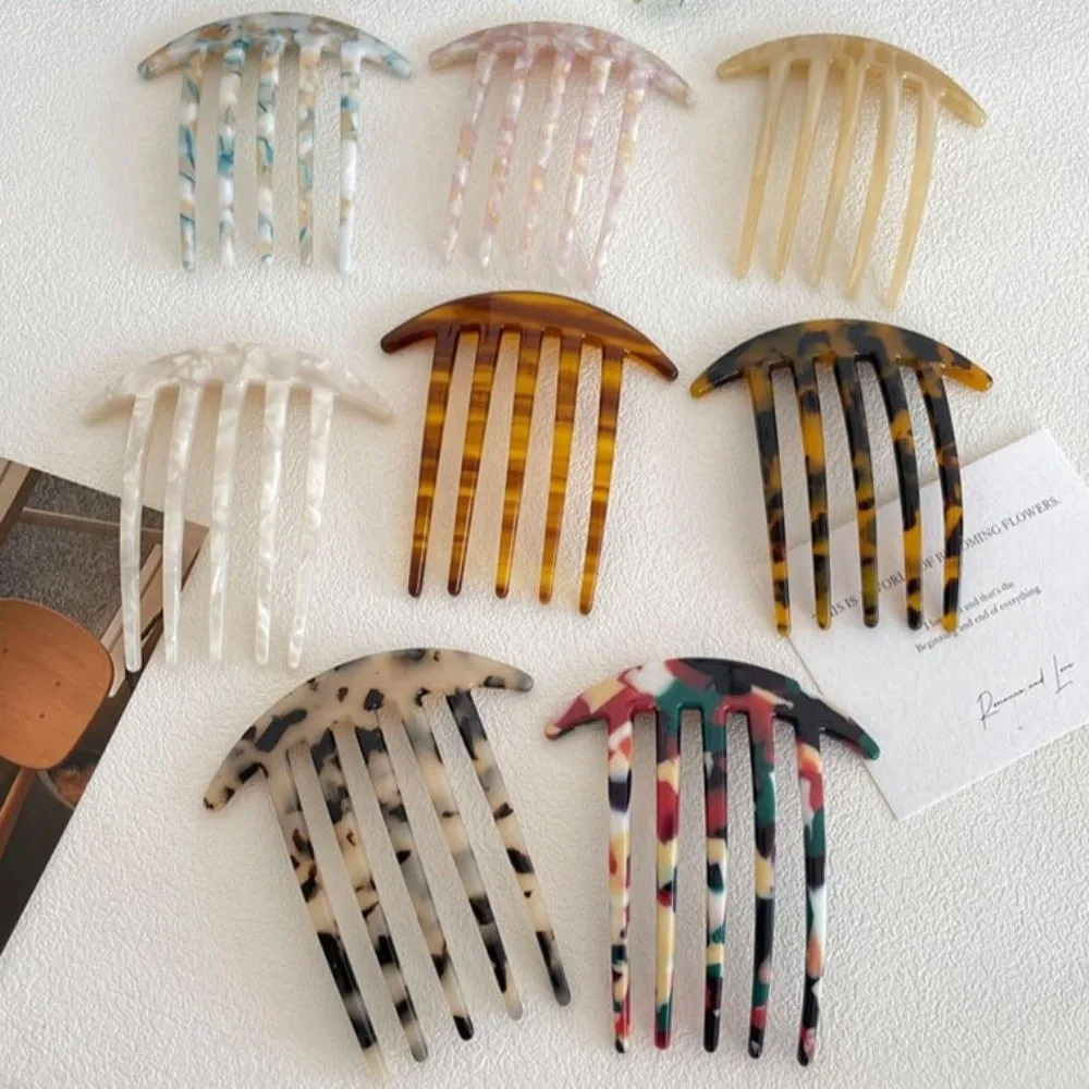 Portable Anti-Static Wide Teeth Hair Comb Colorful Wide Teeth Design Styling Hair Brush 5 Teeth Acetate Hair Comb Hairdressing