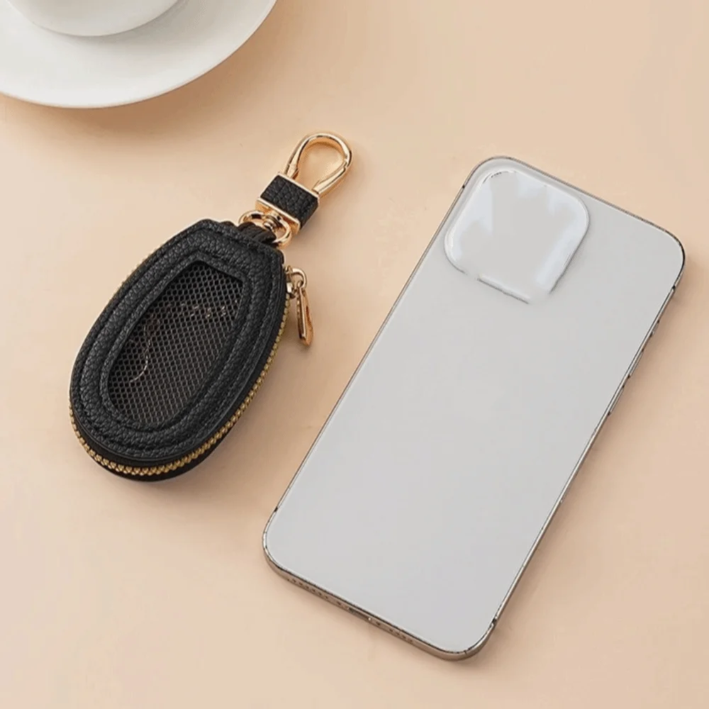 شبكة شفافة حقيبة مفاتيح السيارة سستة إغلاق المنظم حقيبة التخزين الصغيرة غطاء للحماية حافظة مفاتيح جلدية متعددة الوظائف للجنسين #1