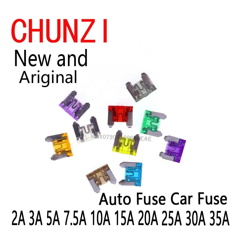 100pcs/Set 10Values Trumpet Auto Fuse Car Fuse Blade Kit Assortment With Box 2A 3A 5A 7.5A 10A 15A 20A 25A 30A 35A