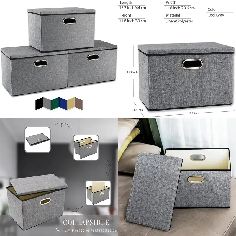 Customizable Oxford Foldable Storage Box with Lid Reusable Plastic Wardrobe Organizer
