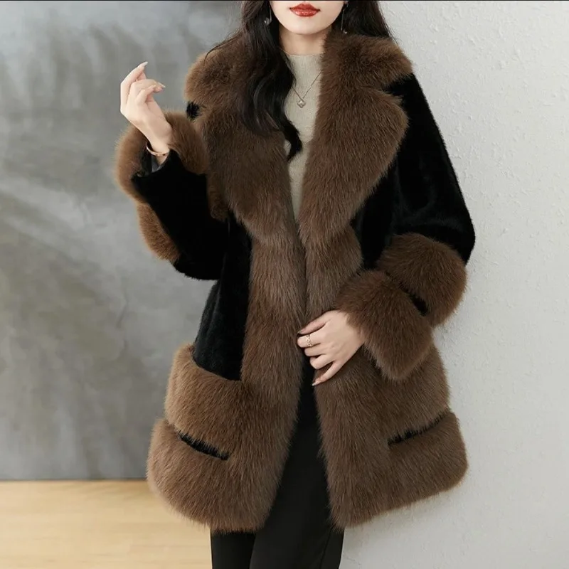 Ladies Netflix New Fashion High-end Fox Fur Collar Fur Temperament Jacket  Shake Ladies Temperament  Autumn and Winter Fur