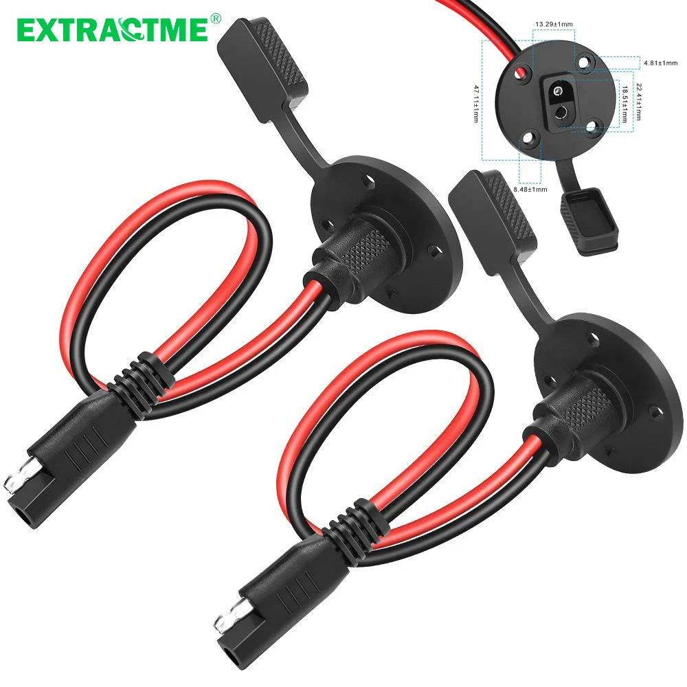 12AWG SAE Extension Cable Weatherproof Quick Connect Solar Panel Flush Mount SAE Plug Adapter Cable for Car Moto Battery