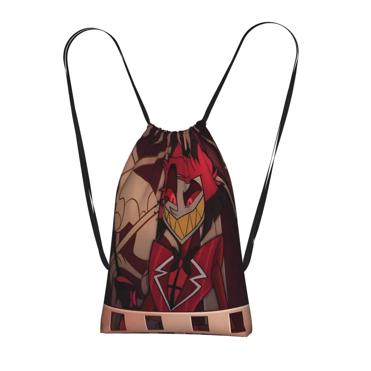 Modern Hazbin Alastor Buddy Cartoon Anime Drawstring Backpack Sports Gym Bag Portable Travel Drawstring Bag for Men Women