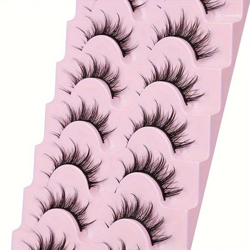 7 Pairs Manga Lashes - Natural Look, 3D Volume, Wispy, Fluffy, Spiky, Anime & Cosplay Eyelashes - Pack