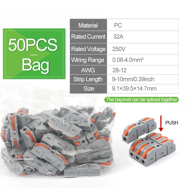 DIY GO Quick Splicing Multiplex Butt Wire Connector Compacte elektrische kabelklemmenblok Home Wiring Connectors Junction Box