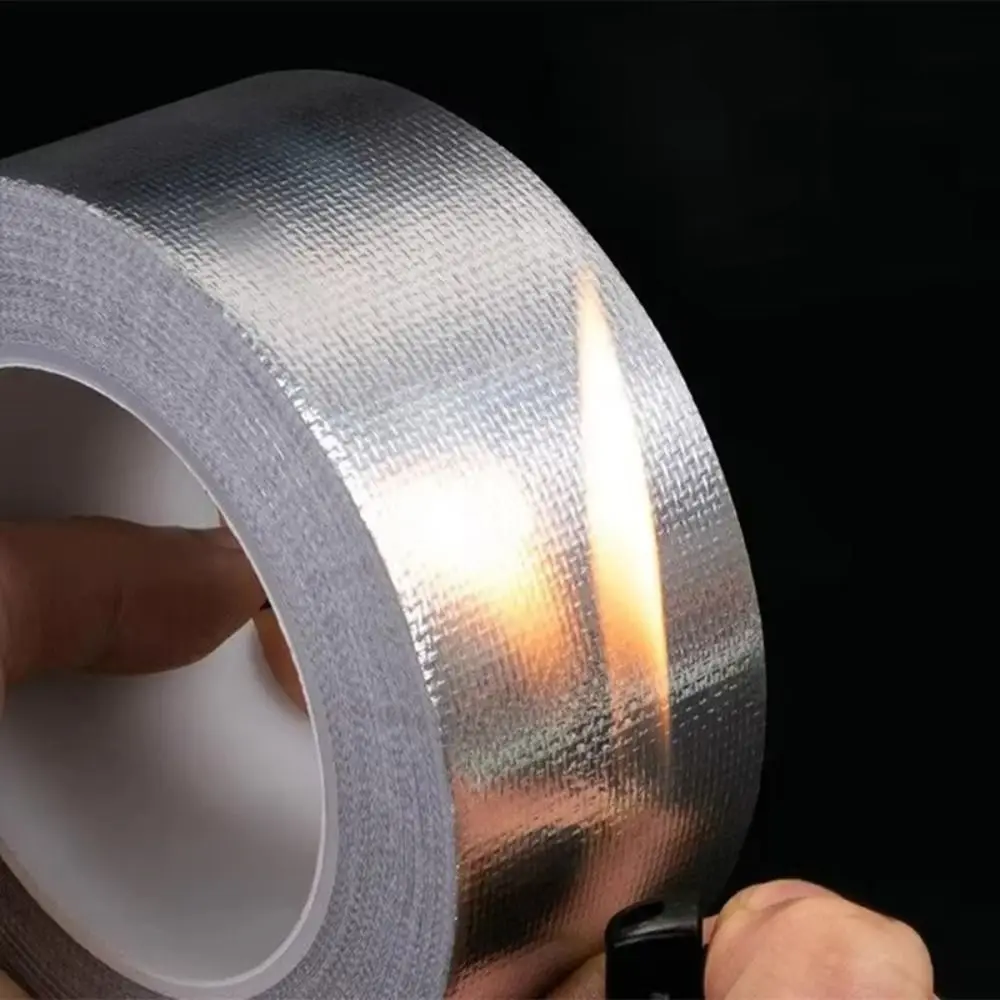 

New 10M Fiberglass Aluminum Foil Tape Self-Adhesive High Temperature Aluminum Foil Tape Silver Duct Tape Seal Pipe
