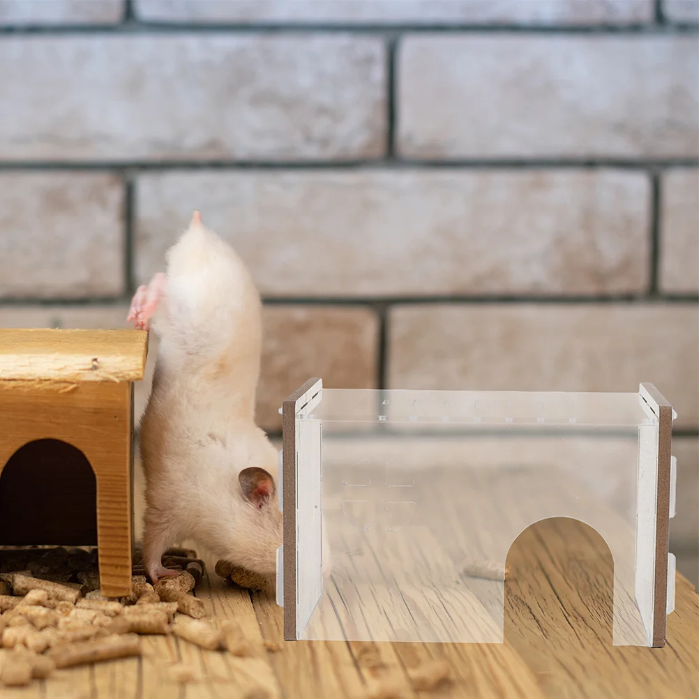 

Transparent Hamster Hideout Habitat Cozy Secure Small Animal Shelter Easy Clean Durable Materials Scenic Decoration Pet Resting