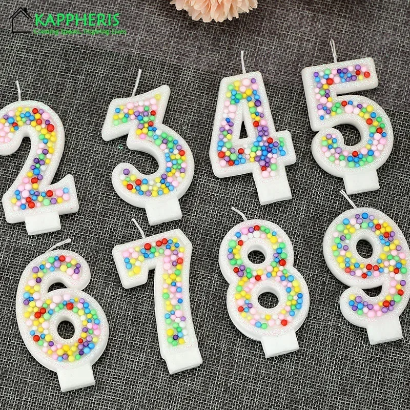 Children's Birthday Candle 1 Year Colorful Pearled Candle Macaron Original Candle Flameless Cake Decoration Theme Party Supplier