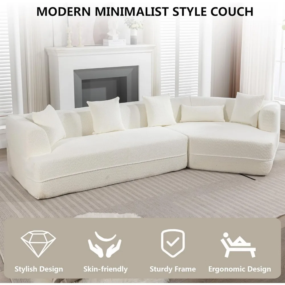 أريكة زاوية، أريكة بوكل مقسمة معيارية، أريكة عميقة مريحة على شكل سحابة، لا حاجة إلى تجميع أثاث غرفة المعيشة لغرفة المعيشة #5