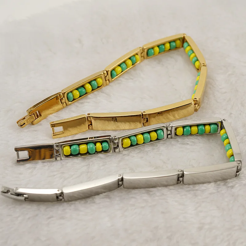 stainless Fashion design, steel unisex, beads, bracelet, mixed multi-color quality niche high mixed jewelry,