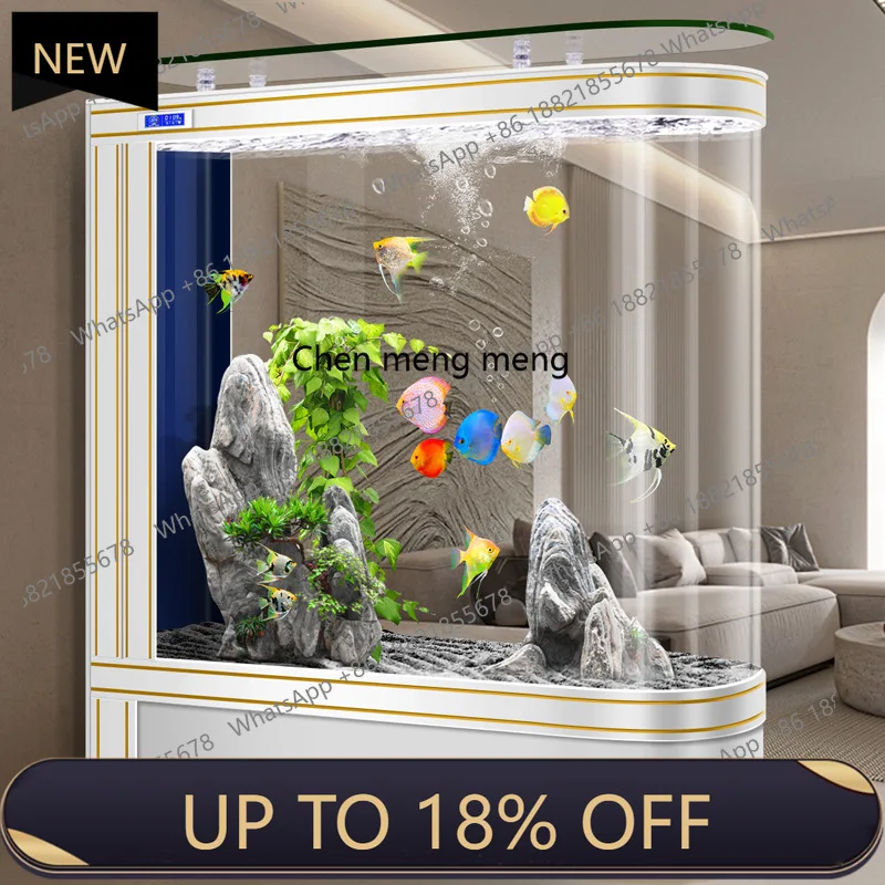 

E153 Fish tank living room simple medium and large floor-to-ceiling new integrated molding screen partition aquarium