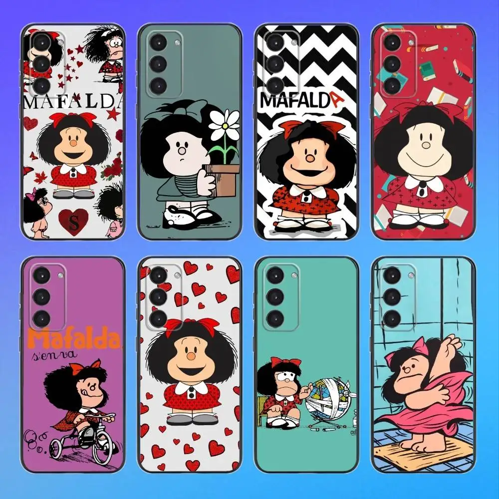 

M-Mafalda Cute Anime Black Soft Phone Case For Samsung Galaxy A73,A72,A71,A53,A52
