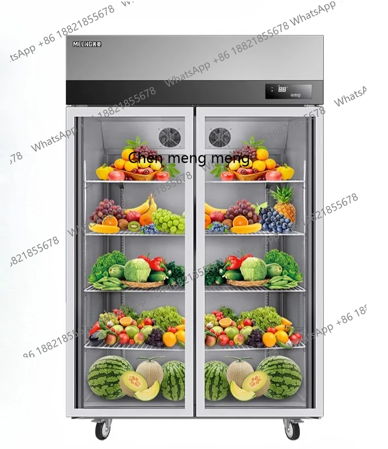 Armário de exibição comercial refrigerado e fresco, cozinha em aço inoxidável, refrigerador totalmente em cobre, grande capacidade