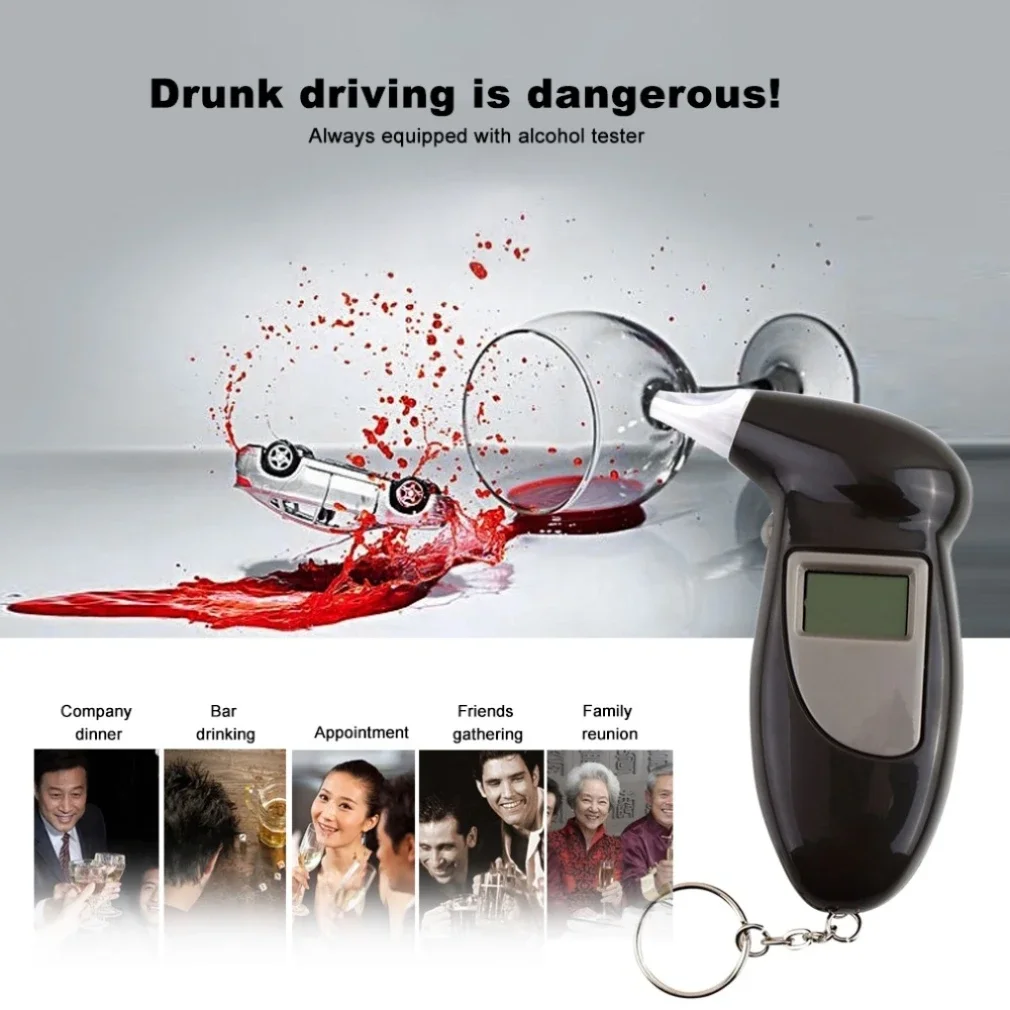 Digital Alcohol Tester LED Display Automatic Backlight Light Car Drive Safety Breathalyzer Alcohol Test Tools With Inhaler