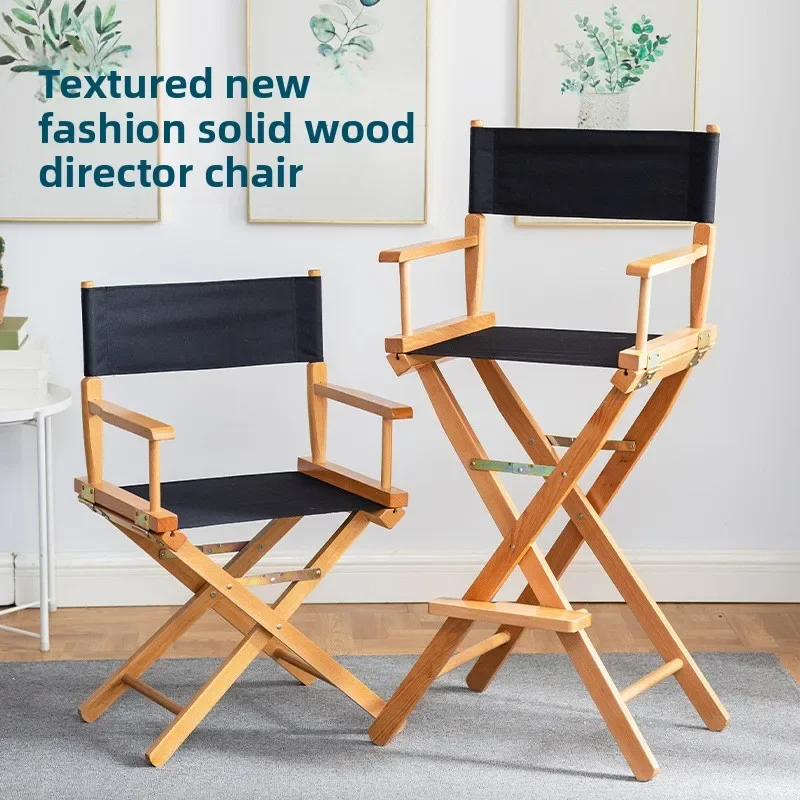 Beech Wood Folding Director Chair, Portable Solid Wood Leisure Chair for Outdoor Sketching, Fishing & Camping
