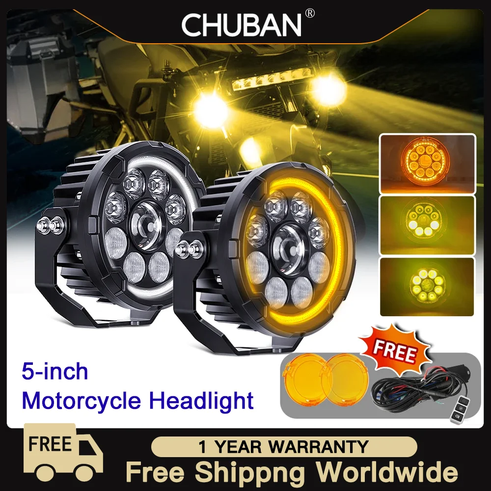 

Комплект 5-дюймовых светодиодных фар, белый, желтый, с переключателем, высокий и низкий туман, литой под давлением алюминий, водонепроницаемый, 12-24 В, простая установка, приключения