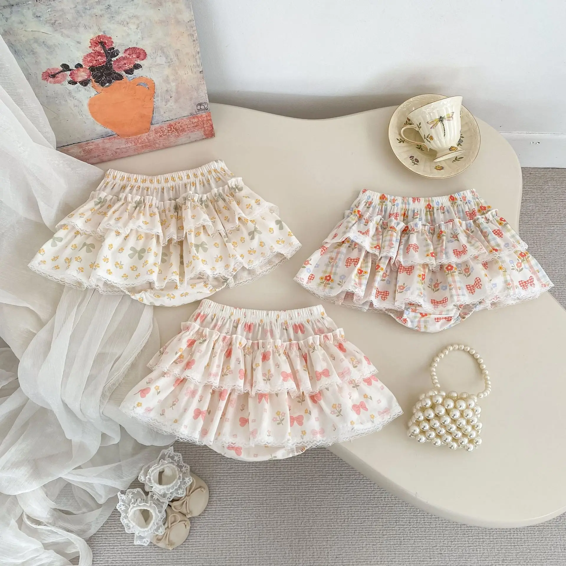 Girls' Summer Set 2026 New Girl Baby Thin Sleeveless Tank Top Western Floral Cake Skirt Two Piece Set