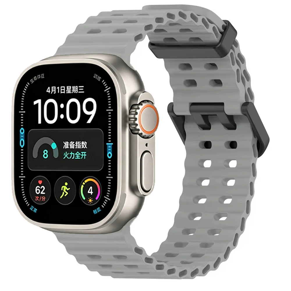 Ocean Silikonarmband für Apple Watch Band Ultra 4/3/2/1 49mm Serie 12 11 10 46mm Komfortables Armband IWatch 9 8 7 6 5 4 SE 45/44mm – Detail 9