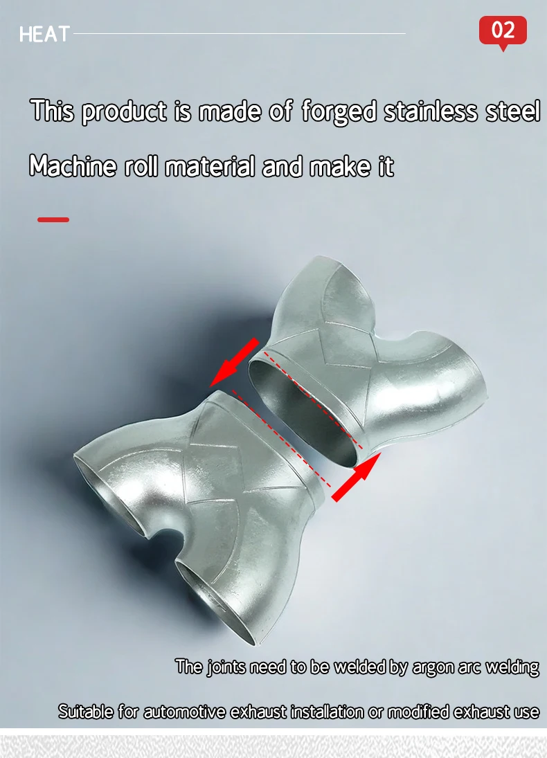 Autoteile 304 Edelstahl Y-Typ R-Typ Dreieck T-Stück 51 mm63mm76mm geschweißtes Rohr Auspuffrohr geschweißtes Schall dämpfer Verbindungs rohr – Detail 10