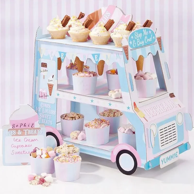 

ice cream party decoration Display Stand Cupcakes Event Party Disposable Birthday Decoration Cupcake Sugar Sweets Crafts Display