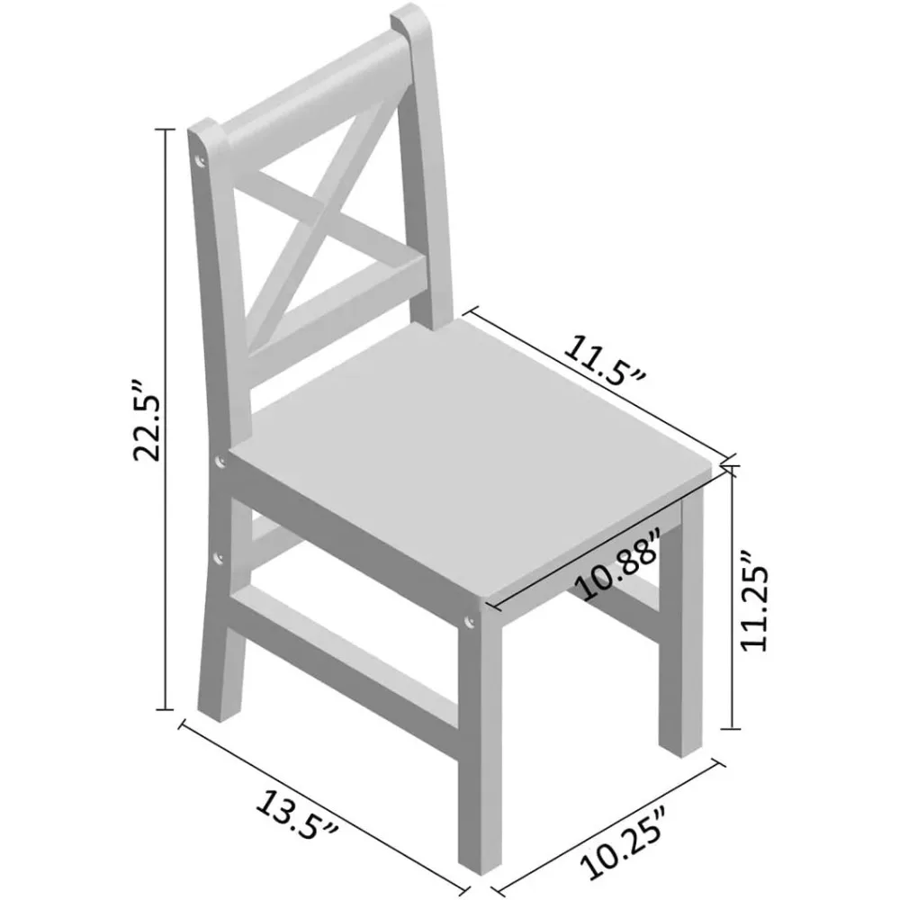 Solid Hard Wood Kids Table and Chair Set (4 Chairs Included), Coffee, 5 Piece Set