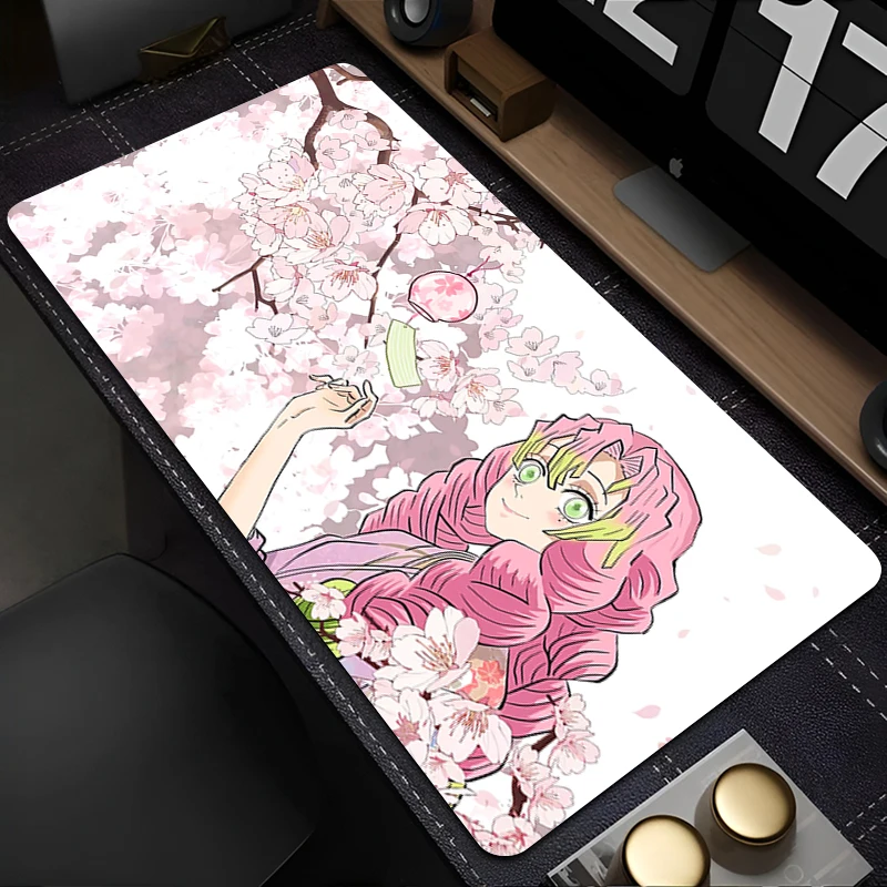 

Pink Sakura Mouse Pad PC Japan Anime Demon Slayer Mousepad Large Laptop Kawaii Keyboard Rug Anime Girl Kanroji Mitsuri Desk Mat