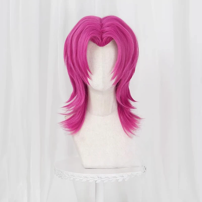 

K pop mens saja Romance cosplay wig rose pink short styled hair costumes