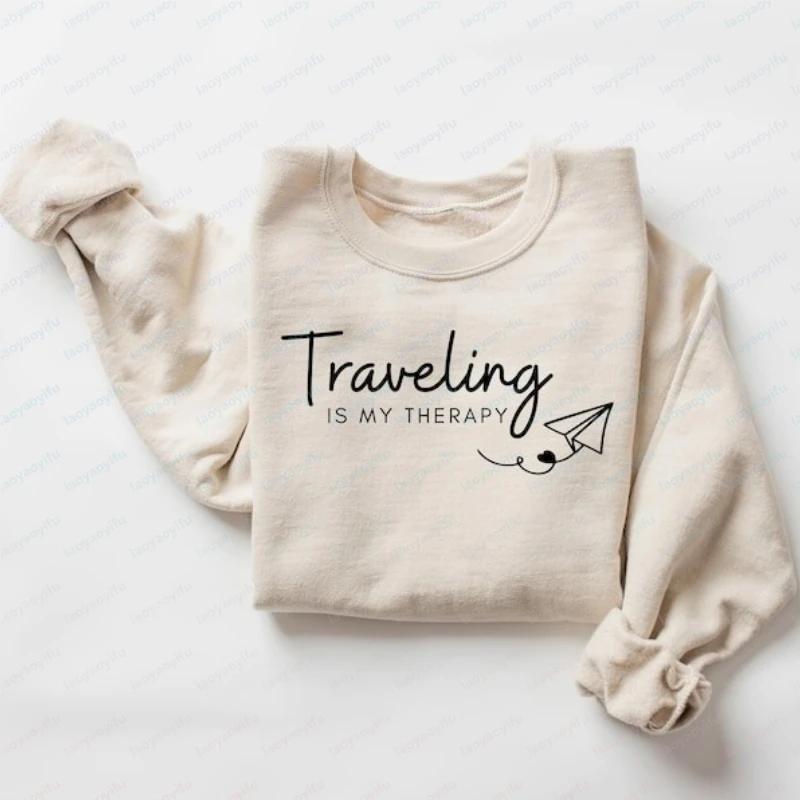 

Путешествие — моя терапия, любовник, режим самолета, мотивационный подарок для отдыха, ретро-путешественник, толстовка с круглым вырезом, одинаковые толстовки для взрослых