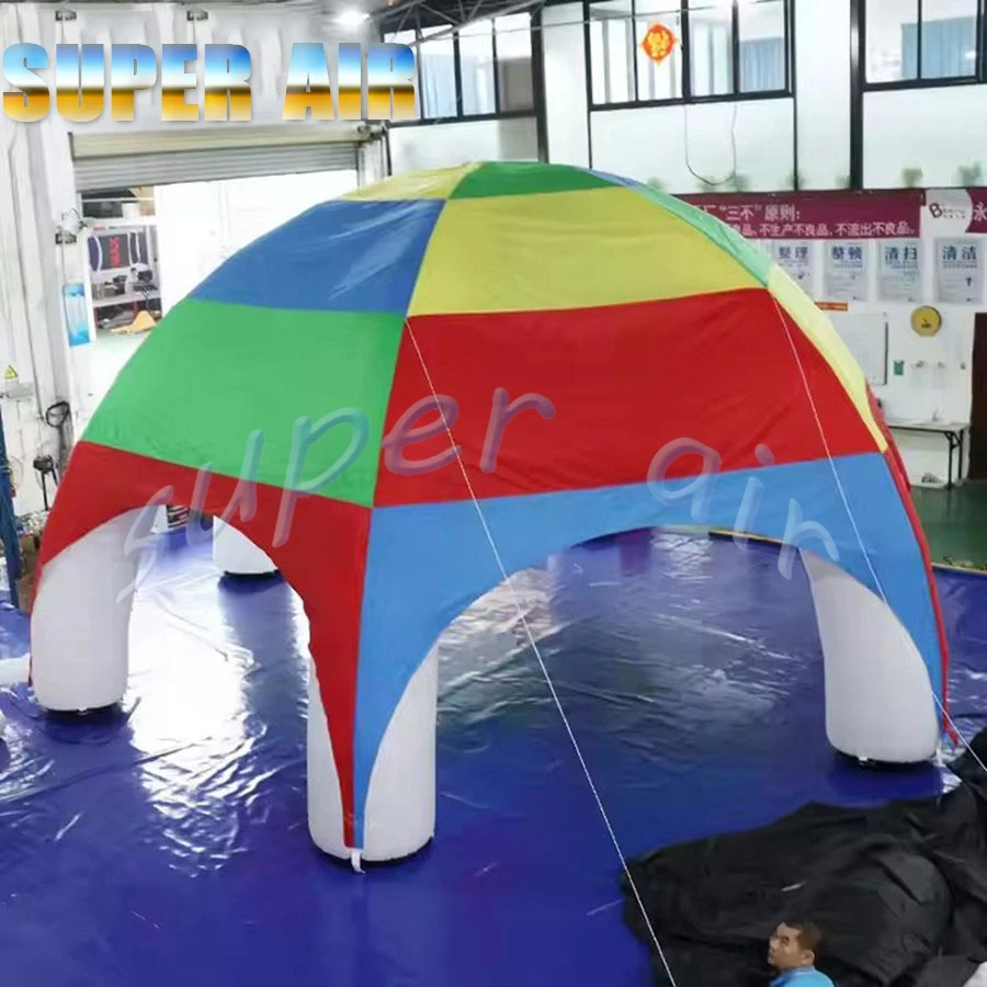 2025 colorful splice type inflatable dome tent customizable inflatable spider tent for outdoor activity