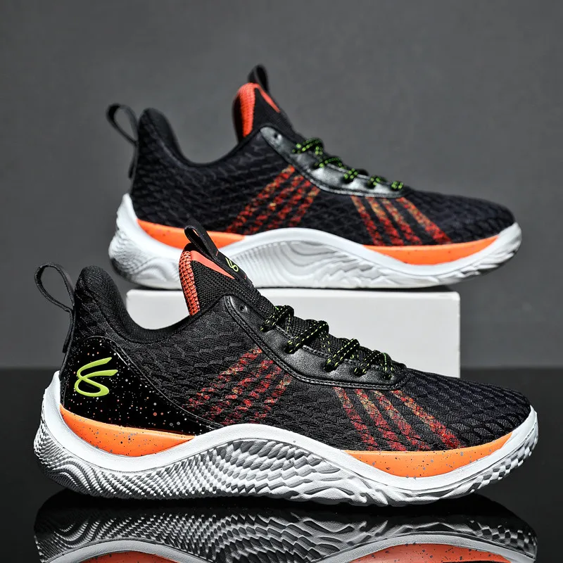 Fashion Orange Basketball Sports Shoes Unisex Outdoor Breathable Mens Basket Sneakers Non-slip Men Athletic Shoes Big Size 36-46