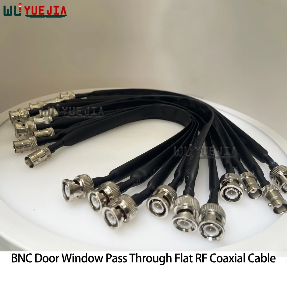 Window Door Pass Through Flat Q9 BNC Male Plug to BNC Female Jack Waterproof Connector RF Coaxial Cable Pigtail Extension Cord