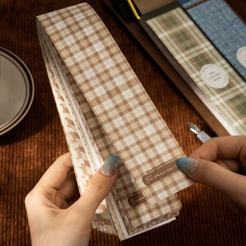 50pcs Caramel colored long strip notebook, caramel manual series, retro notebook, DIY material paper, sticky notes