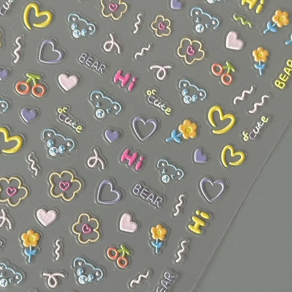 2025 Adesivo per unghie carino Cartone animato autoadesivo Adesivi per cartoni animati Decorazione per unghie Decalcomania multifunzione Adesivo per nail art