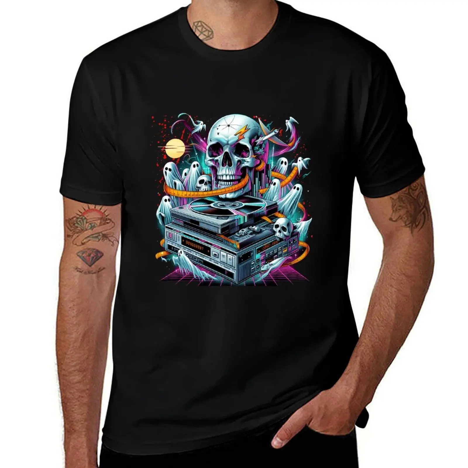 

Y2K Haunt: Ghostly Skull DVD Party T-Shirt shirts graphic tees gifts for boyfriend Funny t-shirts plus sizes Men's t-shirts