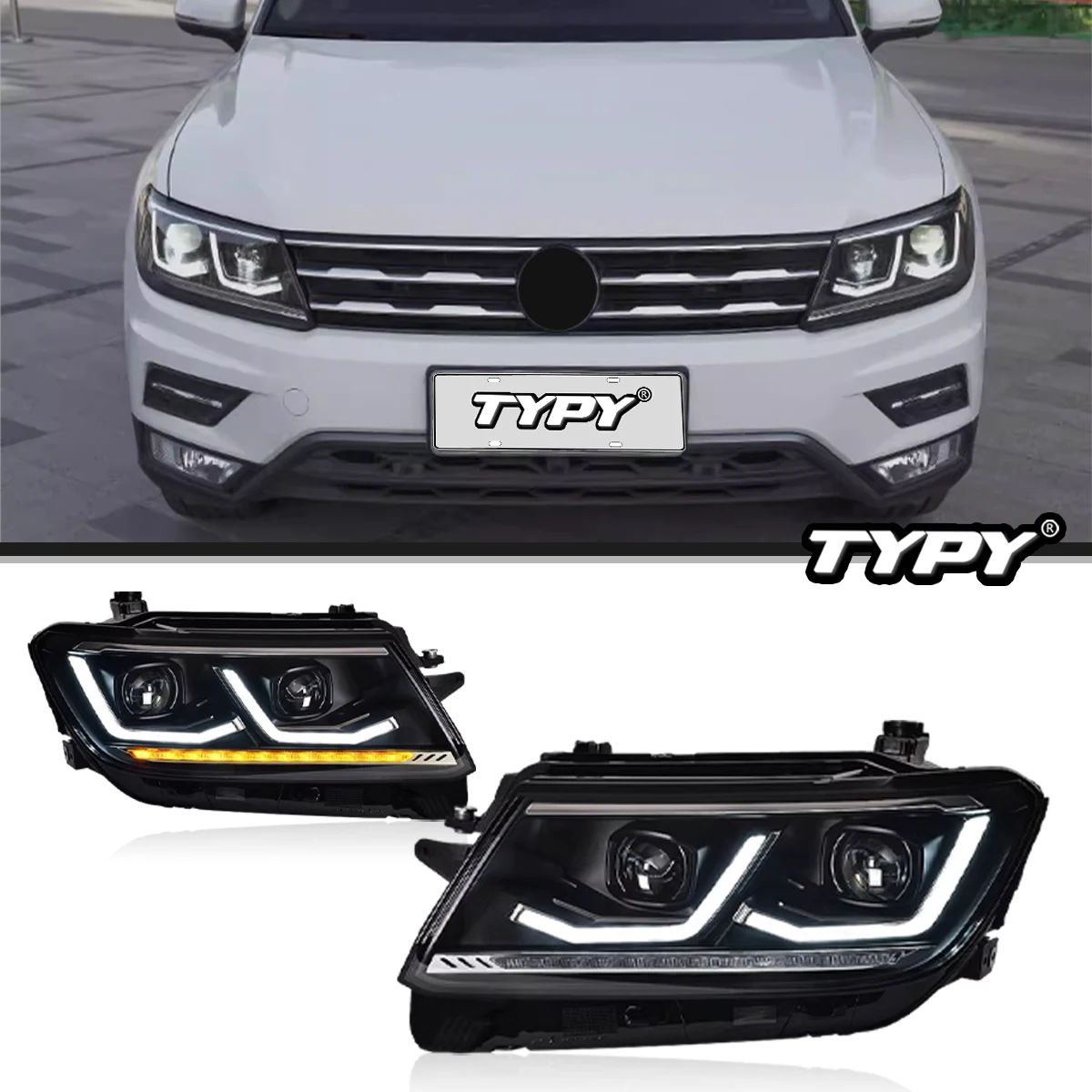 

TYPY Car Light For VW Tiquan 2017-2020 Headlight LED Projetor head Lamp Daytime Running Light Automotive Accessories