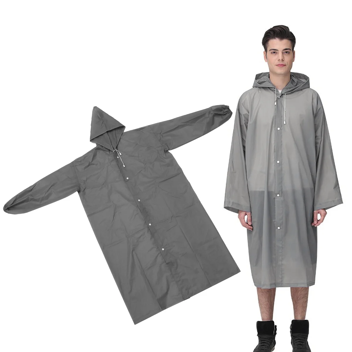 

Premium Reusable Waterproof Raincoat Matte Eva Adult Transparent Rain Poncho Outdoor Lightweight Portable Rainwear Breathable