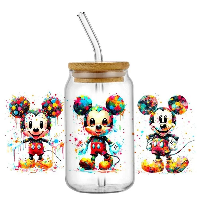 Hot Sale Mixed Cartoon Doodle Style 16oz UV DTF 3D Transfer Stickers Cup Wrap Decals for Glass Can Cups Fashion DIY Drinkware