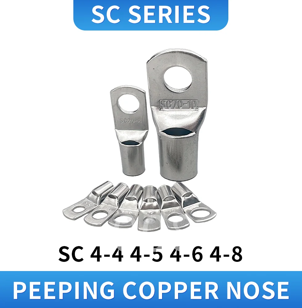 10PCS 20PCS 30pcs/Lot SC 4-4 4-5 4-6 4-8  Bolt Hole Tinned Copper Cable lugs Battery Terminals Brand New