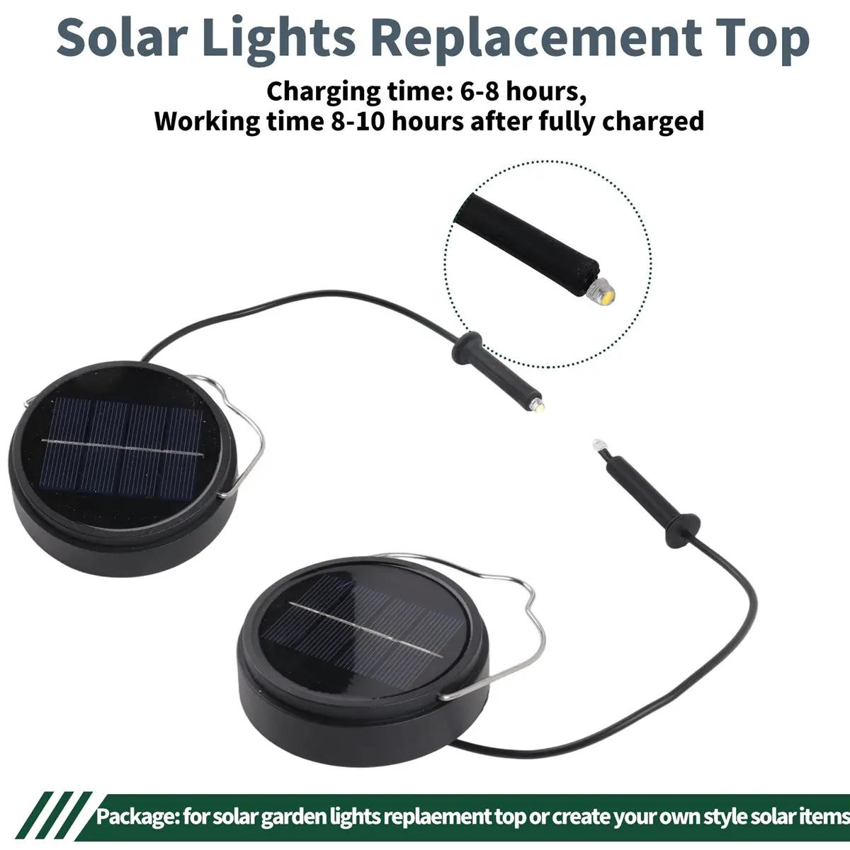 SHGO Solar Lights Replacement Top 2 Pack 600mAh Waterproof for Outdoor Lantern Garden Yard DIY Birthday Gifts