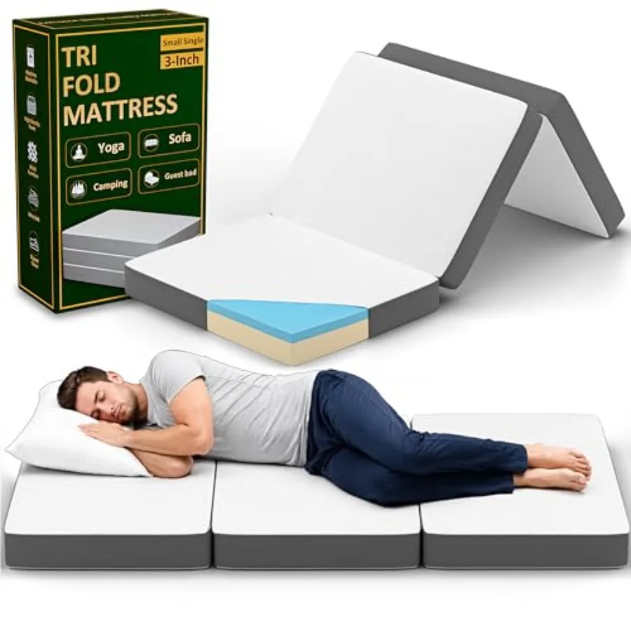 

Матрас Treaton Tri-Folding Gel Memory Foam: портативный напольный матрас с дышащей сеткой, ультрамягкий, со съемным и моющимся чехлом.