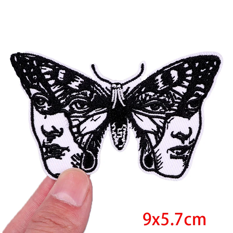 Butterfly Embeoidery Patch Punk Animal Patch Iron On Patches For Clothing Thermoadhesive Patches On Clothes Cat Sun Sew Sticker