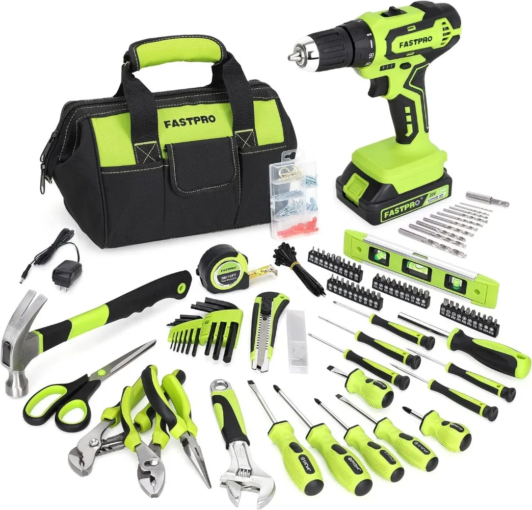 Kit Household Repair Tool com boca larga, verde Kit de armazenamento aberto, 12 em, 232 PCs