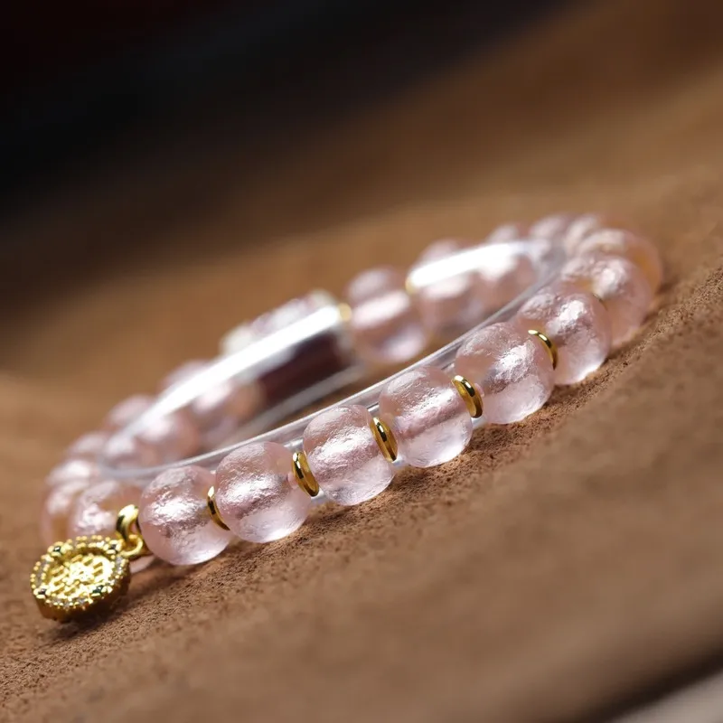 Meteorite powder glass bracelet Dzi bead yellow deity charm fashionable jewelry