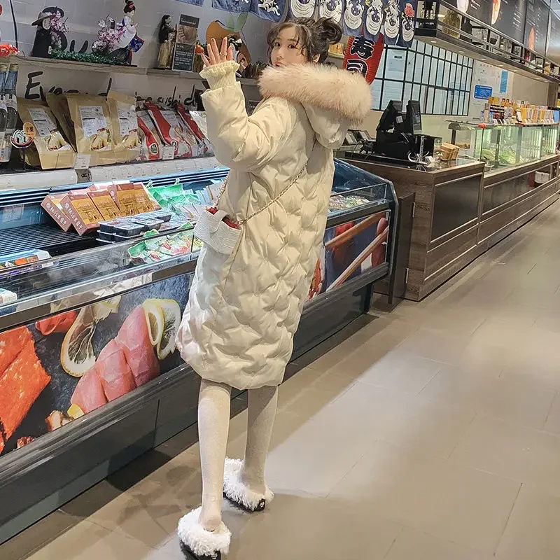 Cotton-Padded Women'S 2022 New Snowflake Embroidery Korean Version Thickened Mid-Length Cotton-Padded Loose Coat